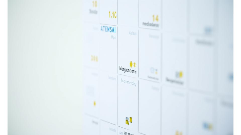Un calendario anual con fechas importantes marcadas con iconos de impuestos y dinero, indicando la importancia de la planificación fiscal.