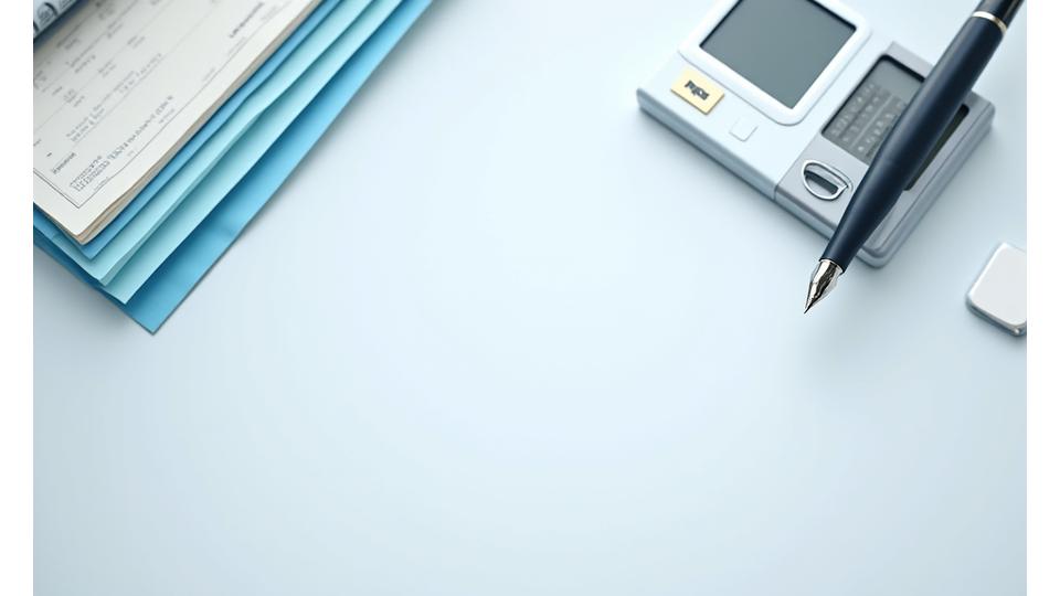 Escritorio ordenado con documentos fiscales, calculadora y un planificador financiero, representando la simplificación del papeleo fiscal.