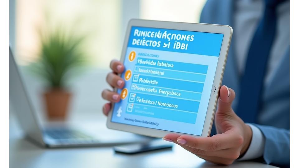 Persona marcada elementos en una checklist digital para bonificaciones del IBI