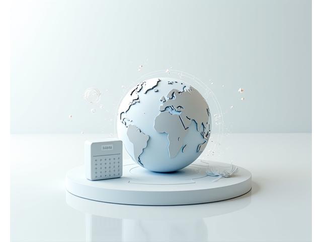 Iconos globales conectados a una balanza y calculadora fiscal, simbolizando la fiscalidad internacional para no residentes.