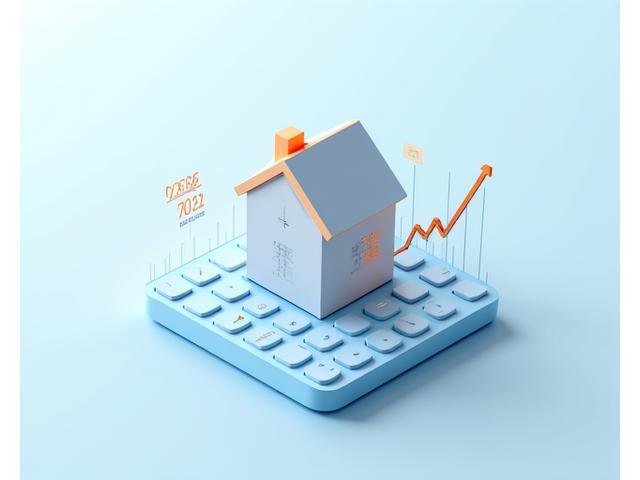 Ilustración de una casa con un gráfico financiero y calculadora, representando la imputación de renta.