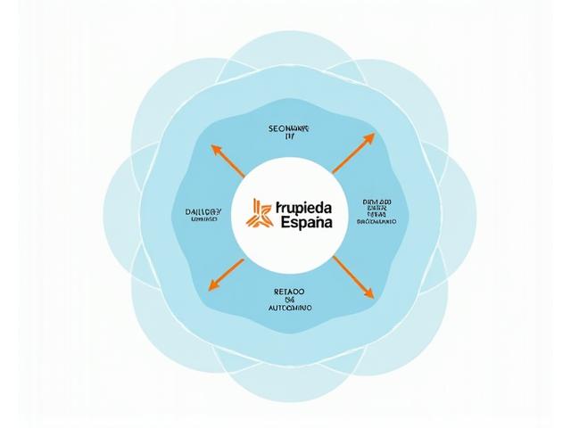 Infografía que ilustra las múltiples capas de impuestos (estatal, autonómico, municipal) que afectan a la propiedad en España, con flechas conectándolos. Predominio de la paleta de colores de la marca.