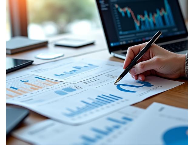 Documentos fiscales organizados y gráficos claros en una pantalla de ordenador, con manos de un experto guiando un puntero. Simboliza la claridad y la organización.
