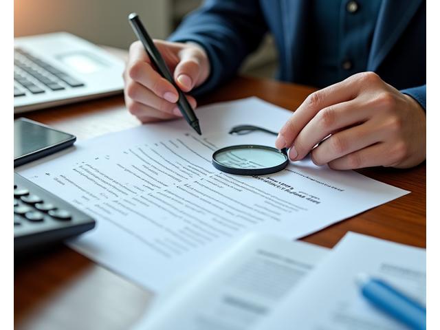 Manos examinando documentos legales y un informe de tasación sobre una mesa